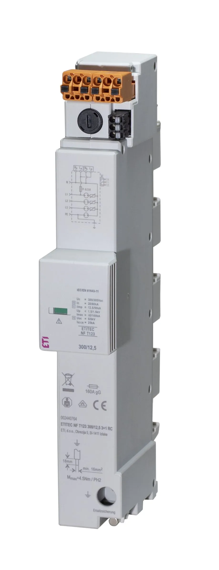 Überspannungsableiter ETITEC NF T123 300/12,5 3+1 RC 002440764