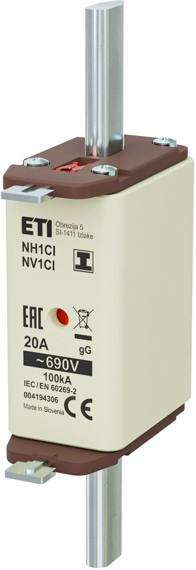 Sicherungseinsatz NH1C/I gG 20A/690V 004194306