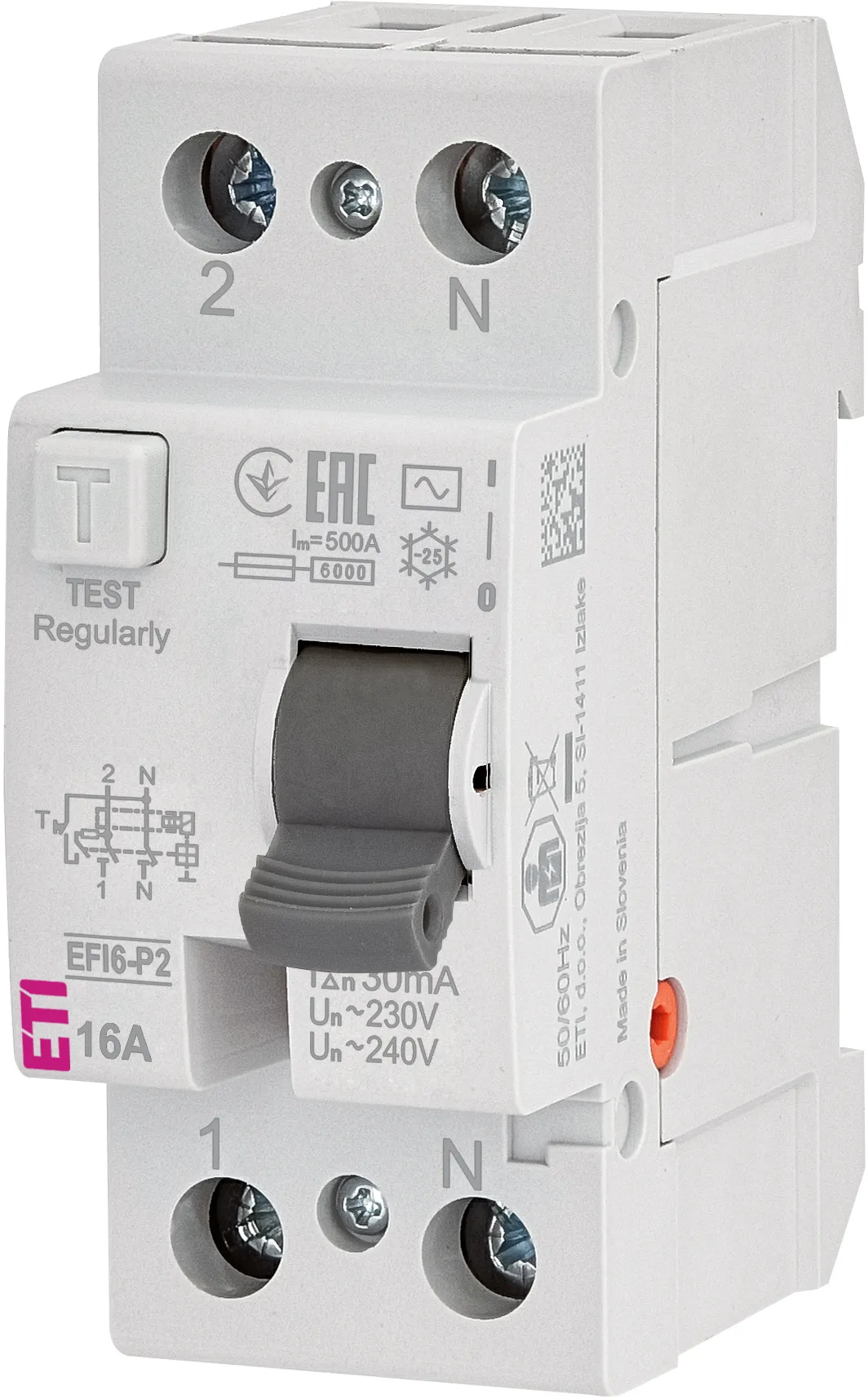Fehlerstromschutzschalter EFI6-P2 AC 16/0.03 002061250