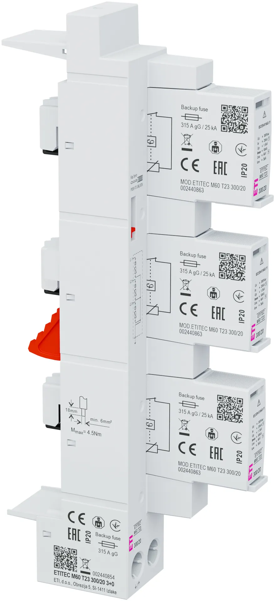 Überspannungsableiter ETITEC M60 T23 300/20 3+0 002440854