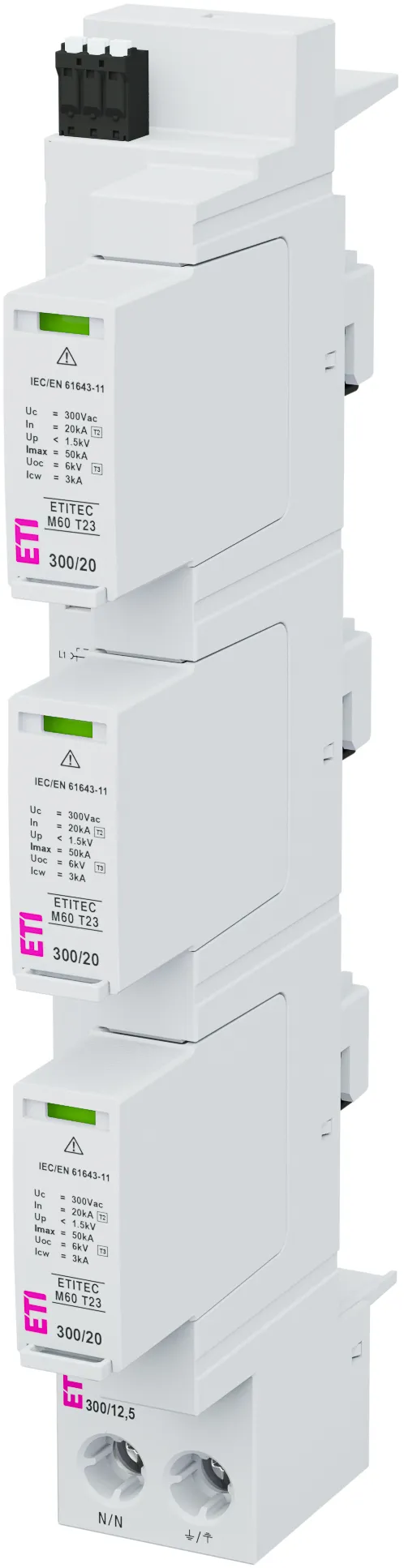 Überspannungsableiter ETITEC M60 T23 300/20 3+1 RC 002440857