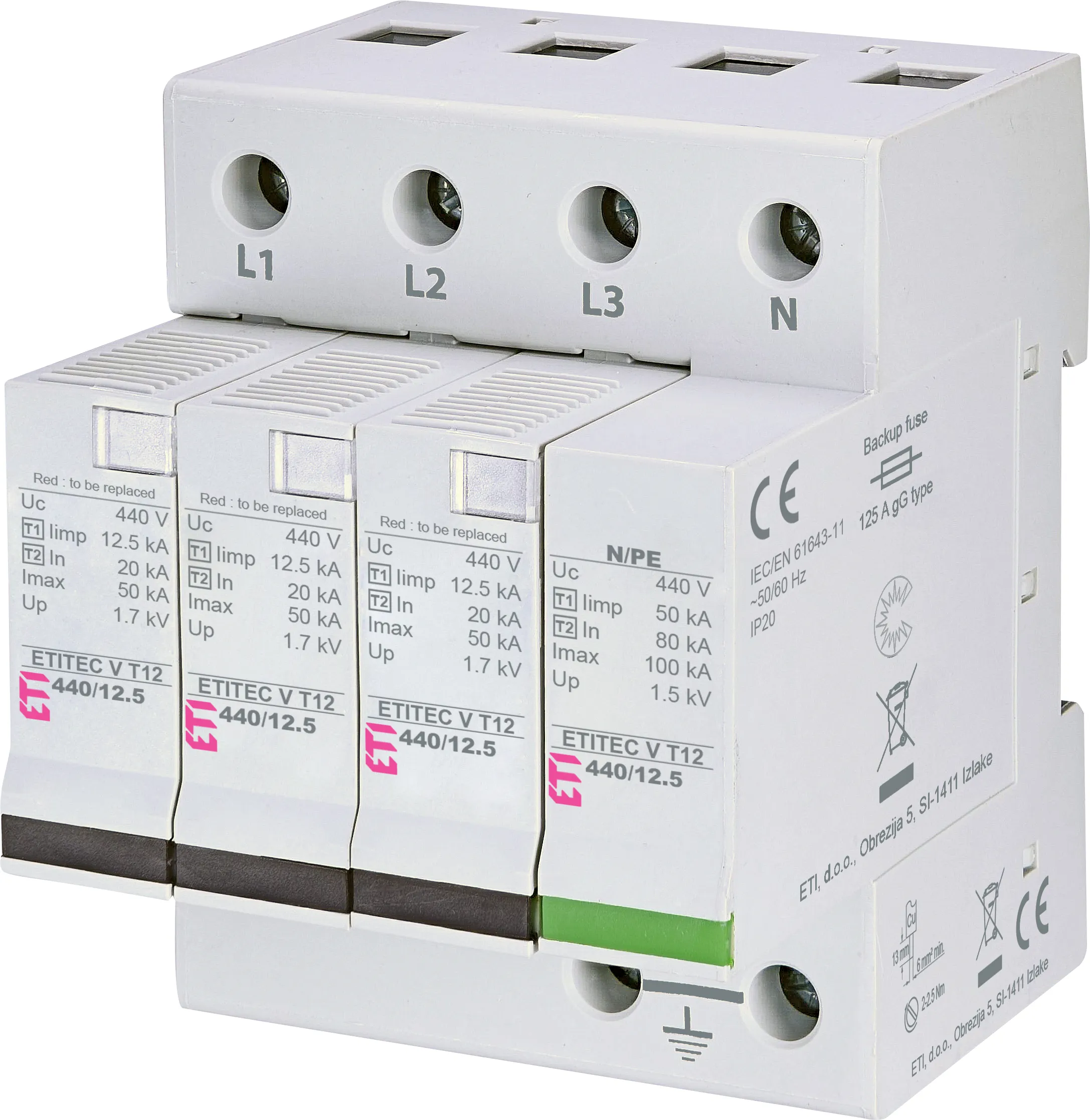 Überspannungsableiter ETITEC V T12 440/12,5 4+0 RC 002442919