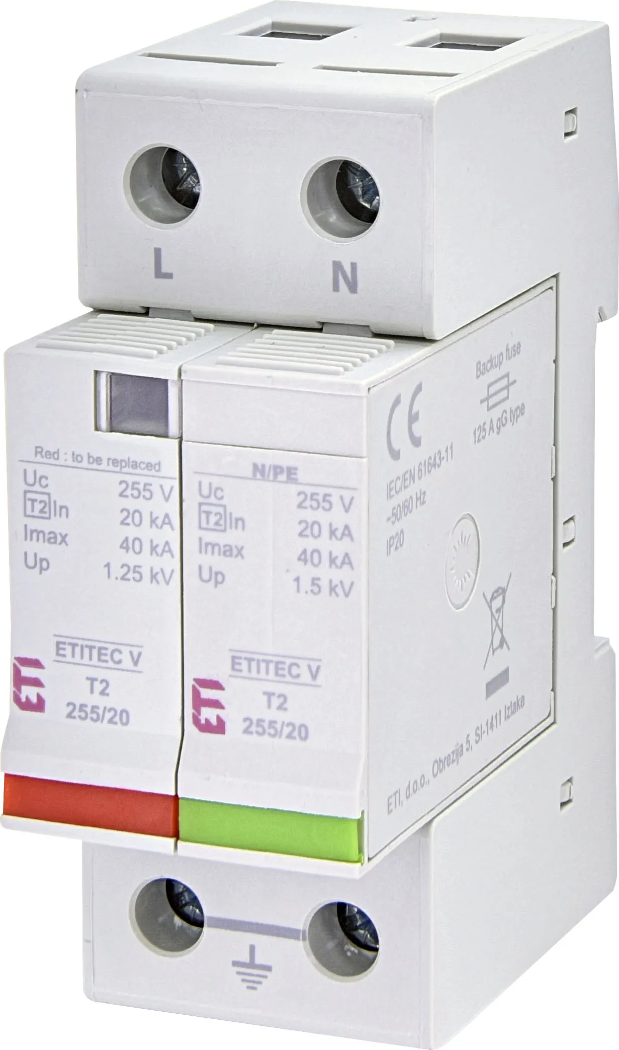 Überspannungsableiter ETITEC V T2 255/20 1+1 RC 002442960