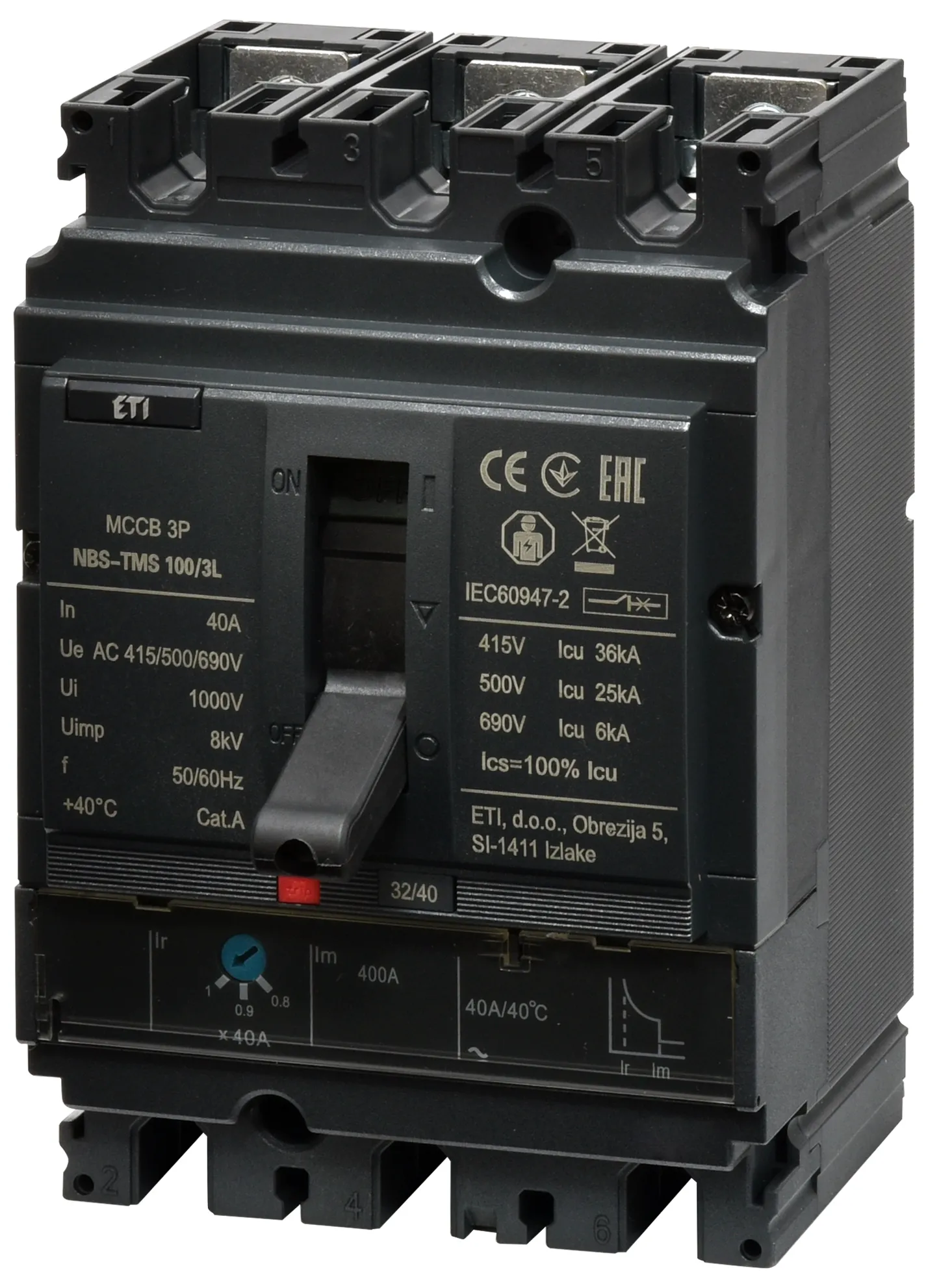 Leistungsschalter NBS-TMS 100/3L  40A 3P 004673003