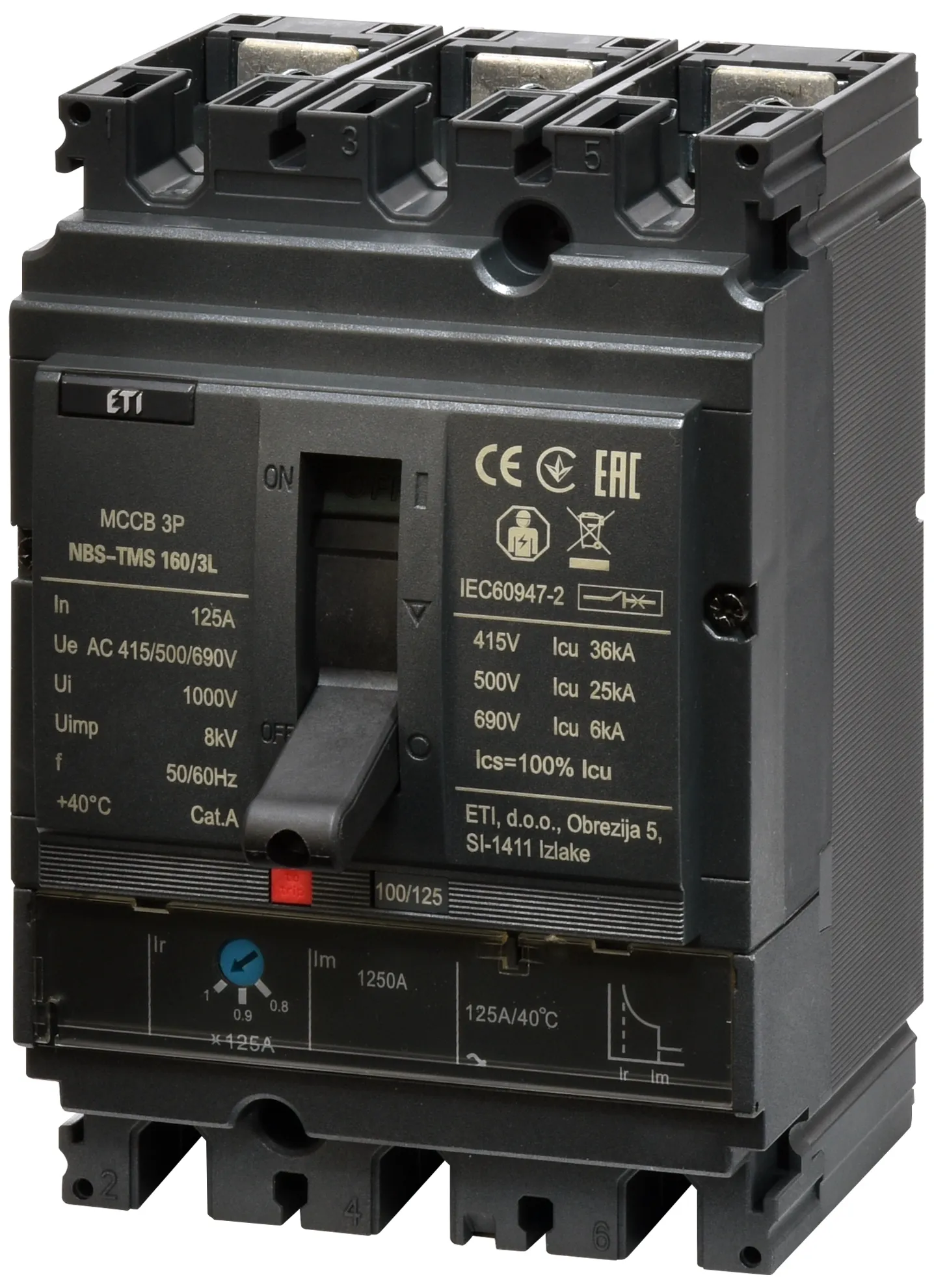 Leistungsschalter NBS-TMS 160/3L 125A 3P 004673008