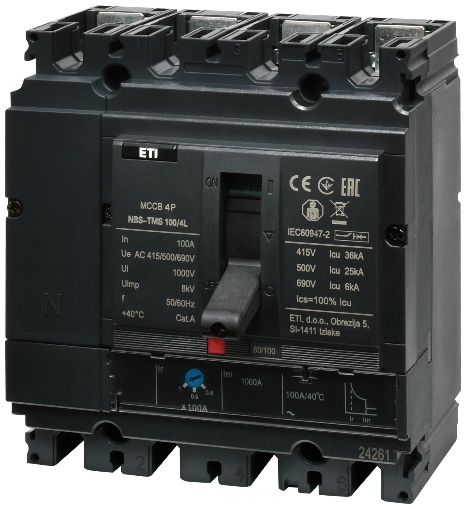 Leistungsschalter NBS-TMS 100/4L 100A 4P 004673017