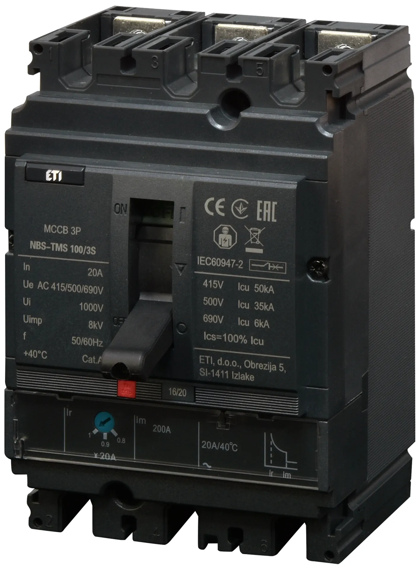 Leistungsschalter NBS-TMS 100/3S  20A 3P 004673021