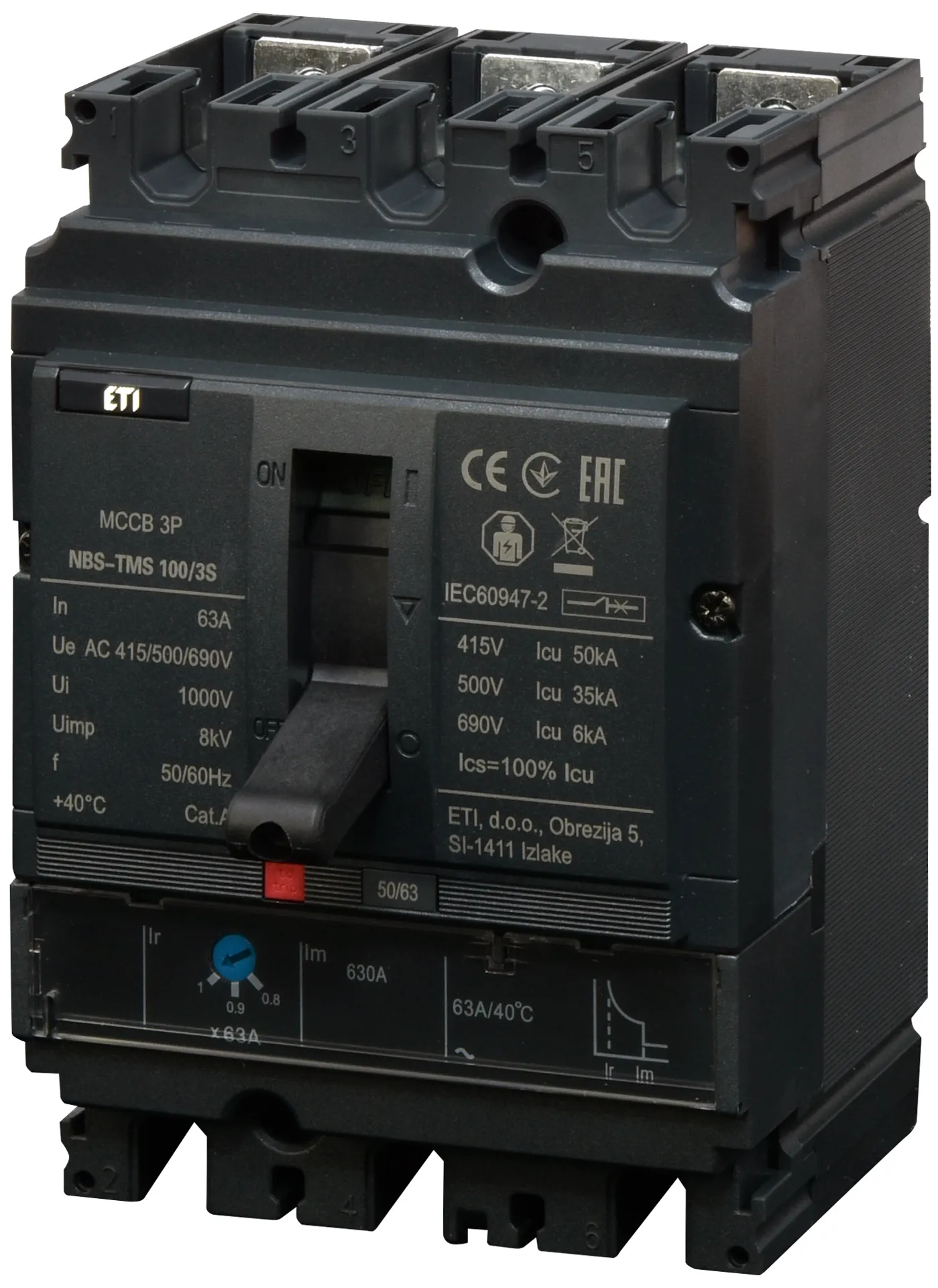 Leistungsschalter NBS-TMS 100/3S  63A 3P 004673025
