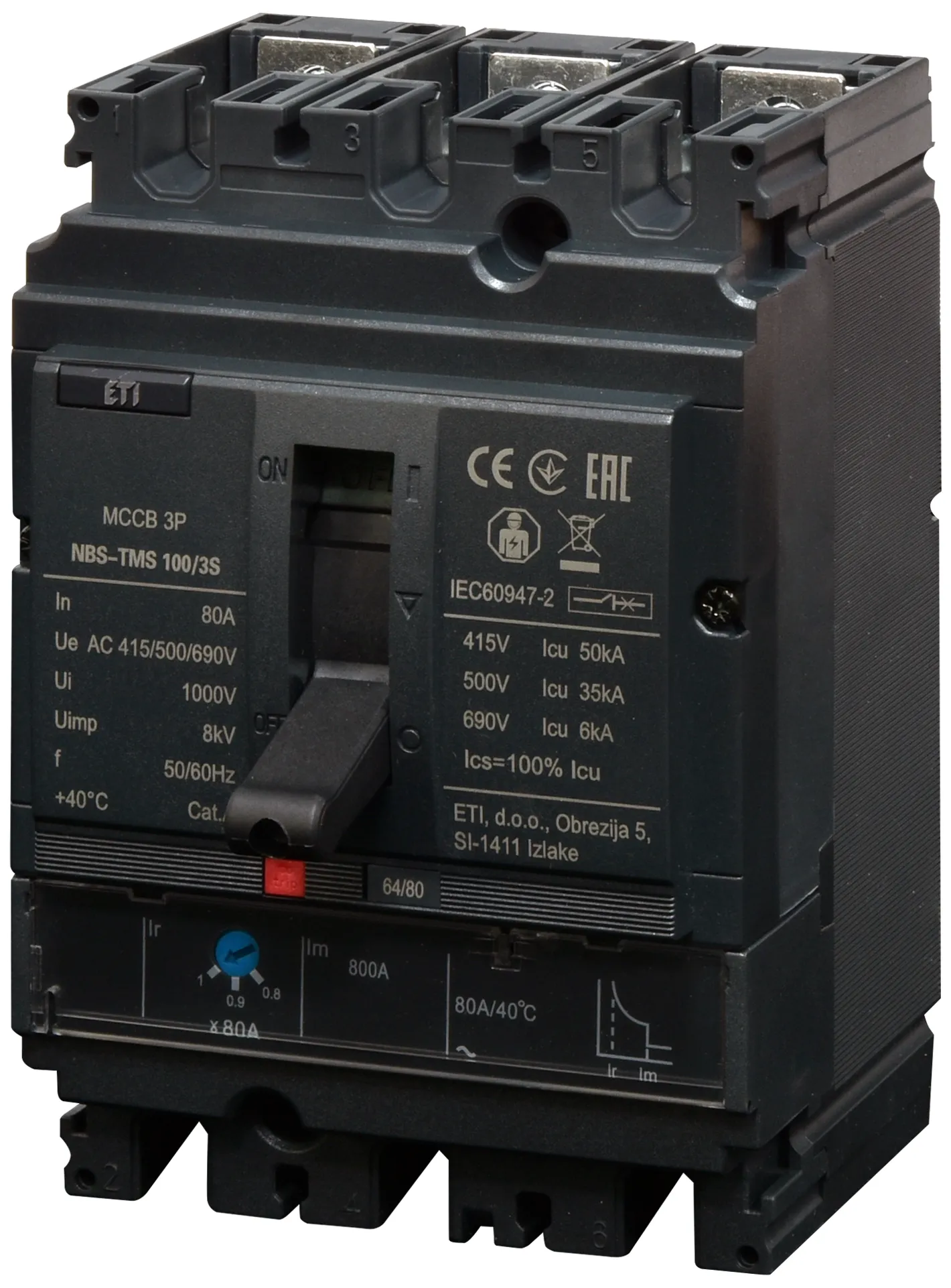 Leistungsschalter NBS-TMS 100/3S  80A 3P 004673026